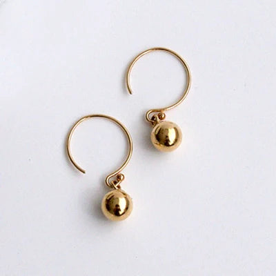 GE038 14K Gold Filled Jewelry Ball Charm Cute Earrings for Women