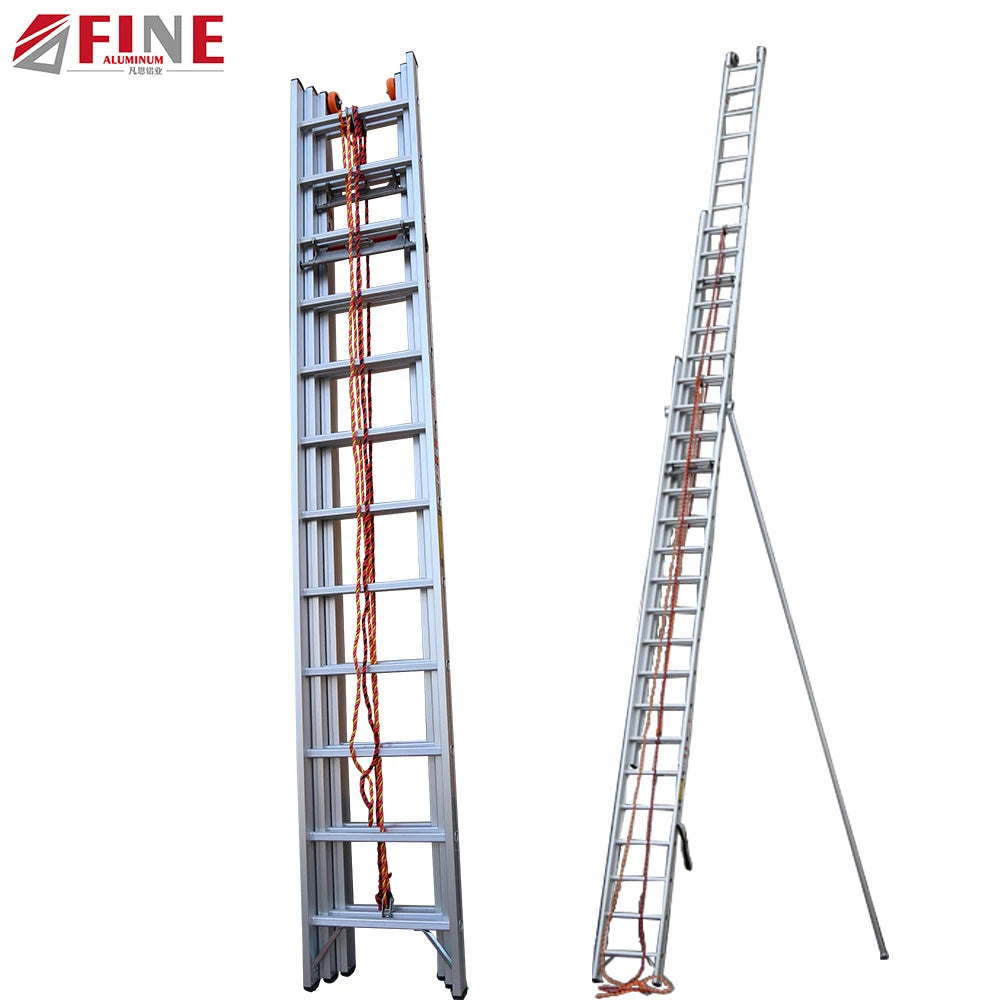 High Quality 3-Section Aluminum Folding Extension Ladder Modern Design Industrial Rescue Ladder at a Good Price