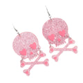 Hot Selling Cute Pink Heart Skull Earrings Unique Valentine Day Shiny Acrylic Earrings for Women