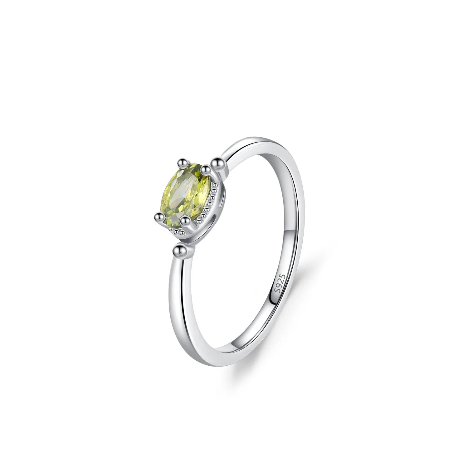 Vintage Oval Zircon & 925 Sterling Silver Engagement Ring Rhodium Plated Wedding Jewelry for Women
