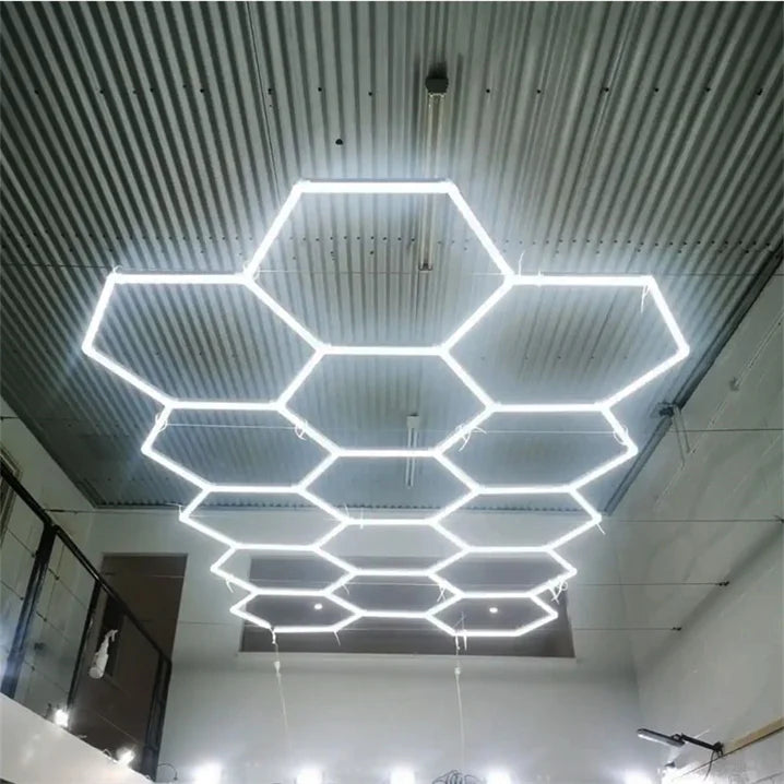 Hexagonal LED Work Light for Garage Workshop Showroom & Car Detailing - Durable 5000LM Bright Lighting
