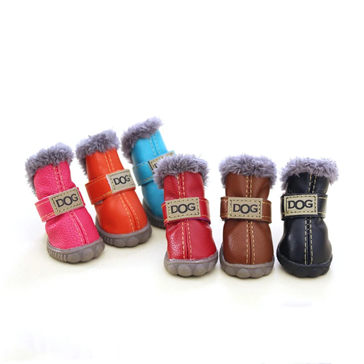 GMTPET Luxury Eco-Friendly Winter Warm Dog Boots PU Material OEM Wholesale Puppy Shoes