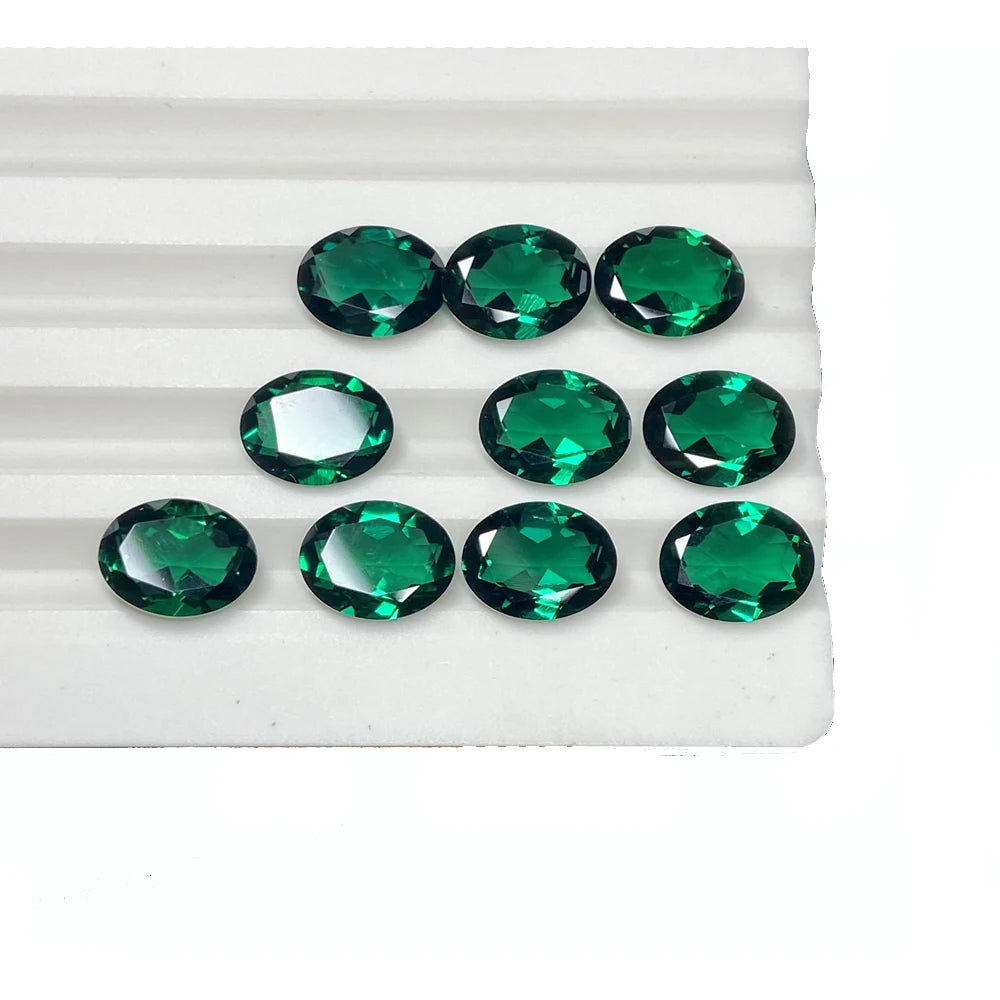 Pear Cut Zambia Emerald 5x7mm 10x12mm Oval Lab Grown Dark Green Zambia Emerald Jewelry Set