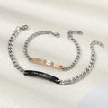 Fashionable Adjustable Titanium Steel Bracelet Engraved English Words Charm Bangle Couple Bracelet for Teens