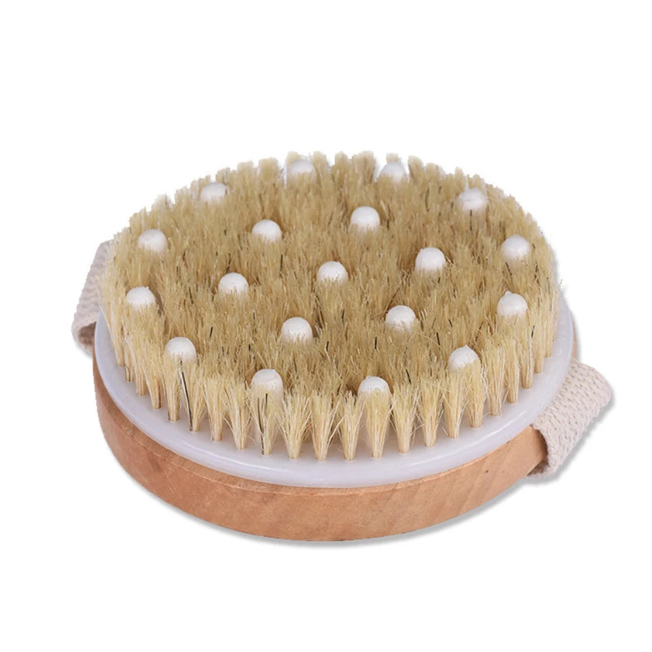 Bathroom Supplies Natural Soft Bristles Shower Scrubber with Massage Nodes