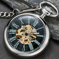 Vintage Watch Necklace Steampunk Skeleton Mechanical Pocket Watch Clock Hand-winding Men Women Chain Gift De Bolso