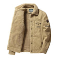 Men Jacket Thick Thermal Cotton Warm Fleece Lined Coat Work Cargo Single Breasted Mans Jacket Winter