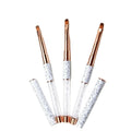 Wholesale Metal Handle Luxury Gel Manicure Tools White Rhinestone Crimped Soft Nylon Liner Oval Flat Ombre Brush DIY Nail
