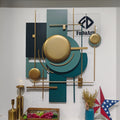 65x85cm 2024 Dropshipping  3D Geometric Metal Iron Wall Art Luxury Contemporary Handicraft Decoration Living Room Luxury Hanging
