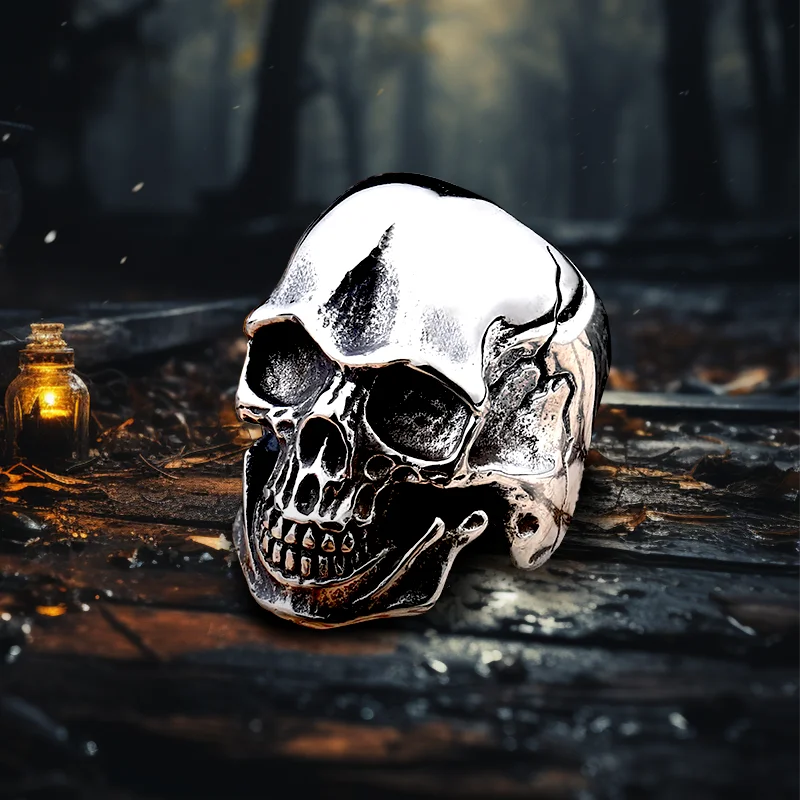 Hot Punk Men's Titanium Steel Thumb Ring Unique Skull Design Inlay Setting for Lightweight Parties Domineering Personalities