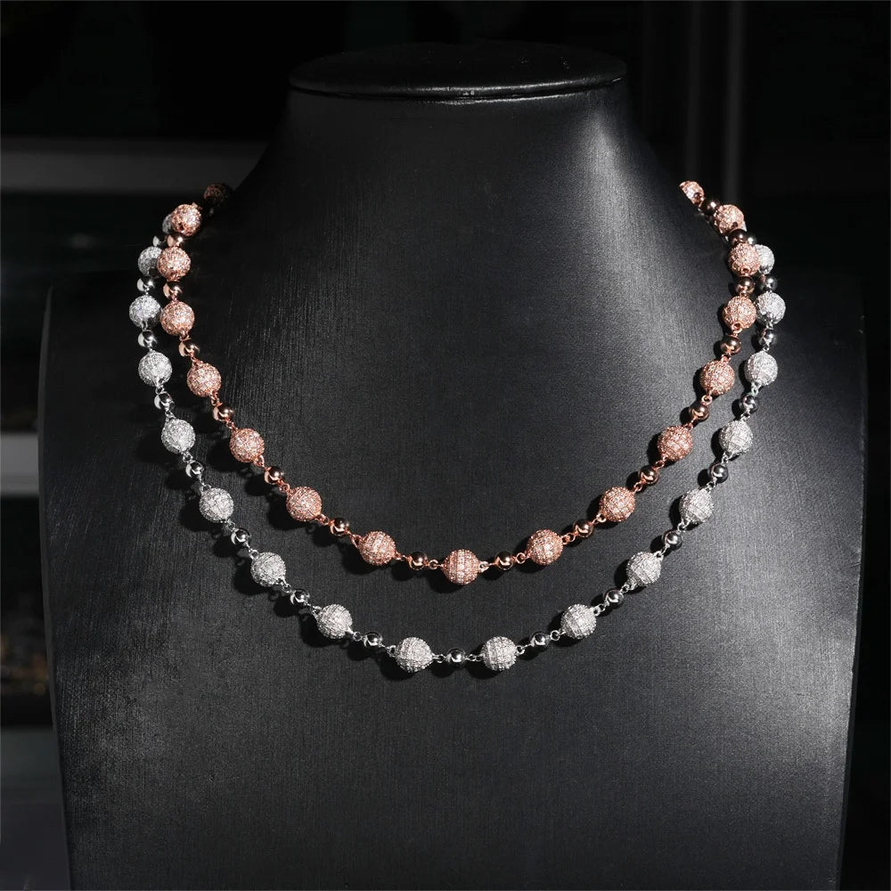 Hip Hop Bling Fine Jewelry 8mm Width 925 Silver Pass Diamond Tester Vvs Moissanite Iced Out Ball Chain Necklace