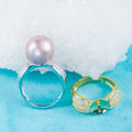 Re030977 DIY 9-11mm Natural Freshwater Pearl Ring Accessory 925 Sterling Silver Adjustable Size Engagement Ring for Women