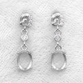 Sterling Silver 6*8mm Semi Mount Stud Eardrops Empty Frame Support Blank Setting S925 Base Without Center Stone DIY for Inlay