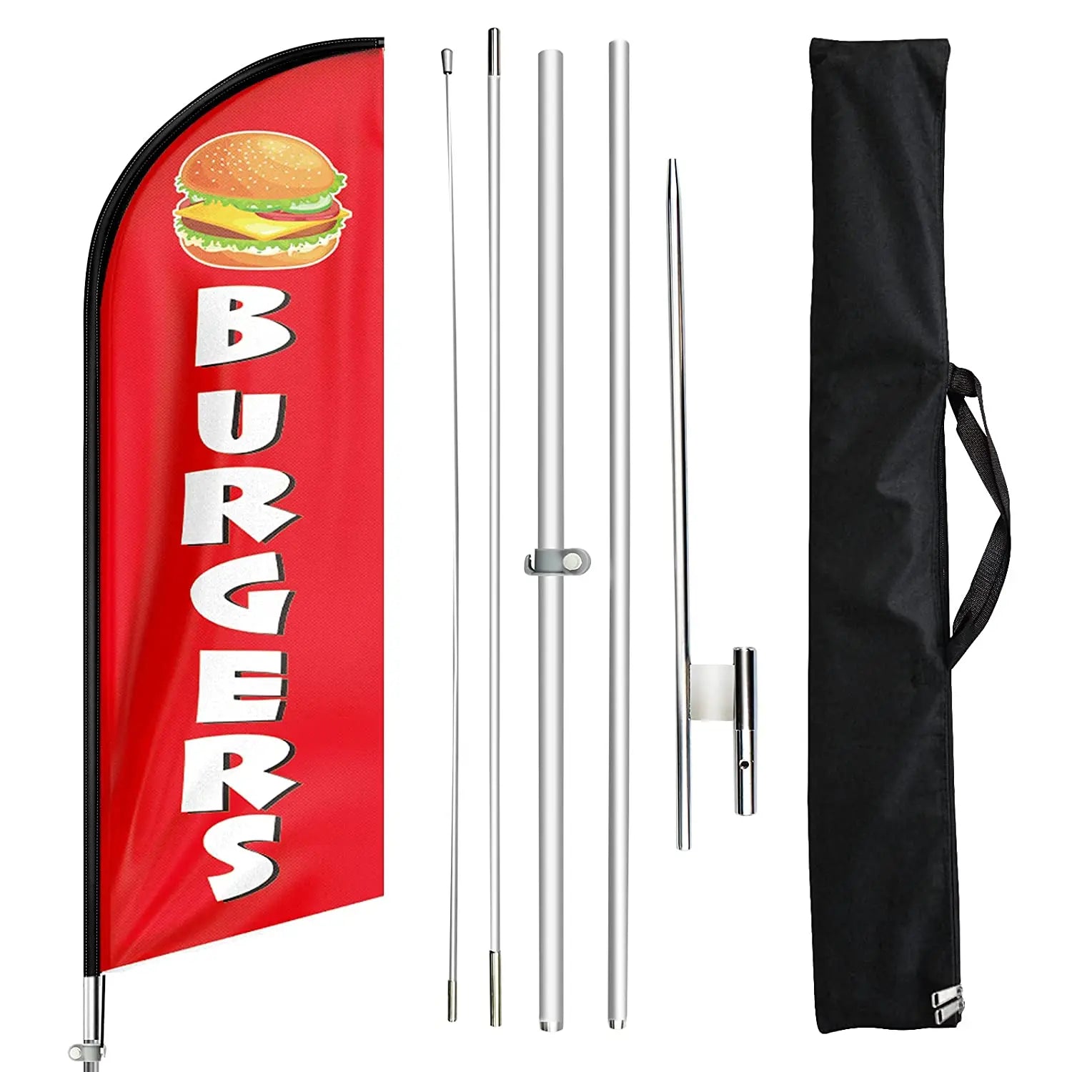 Advertising Custom Featherless Flag Burgers Beach Flags Banners for Commercial Advertising Signs