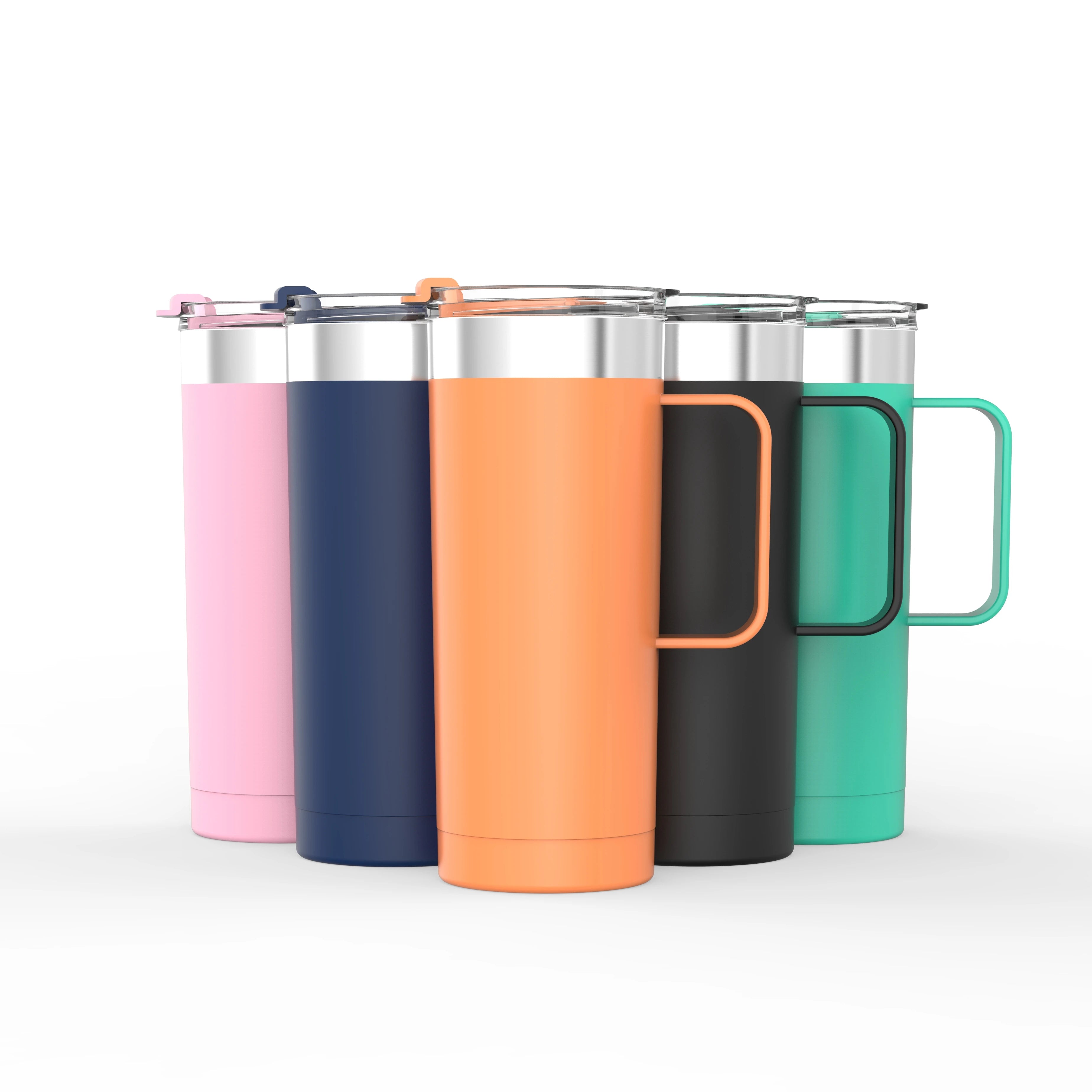 New Design 20oz Double Wall Stainless Steel Insulated Bottom Pressing Travel Eco-Friendly Coffee Tumbler with Handle and Lid