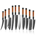 Yangjiang Amber Desert Ironwood Handle Japanese Style Knife Set Kitchen Damascus Steel Wood Kitchen Knife Set