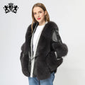 Factory Directly Wholesale Luxury Real Leather Fox Fur Coat for Women