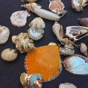 Wholesale New Different Styles Natural Sea Shell Earrings Pendant Jewelry Unique Natural Shell Gilded Conch Nautical Jewelry
