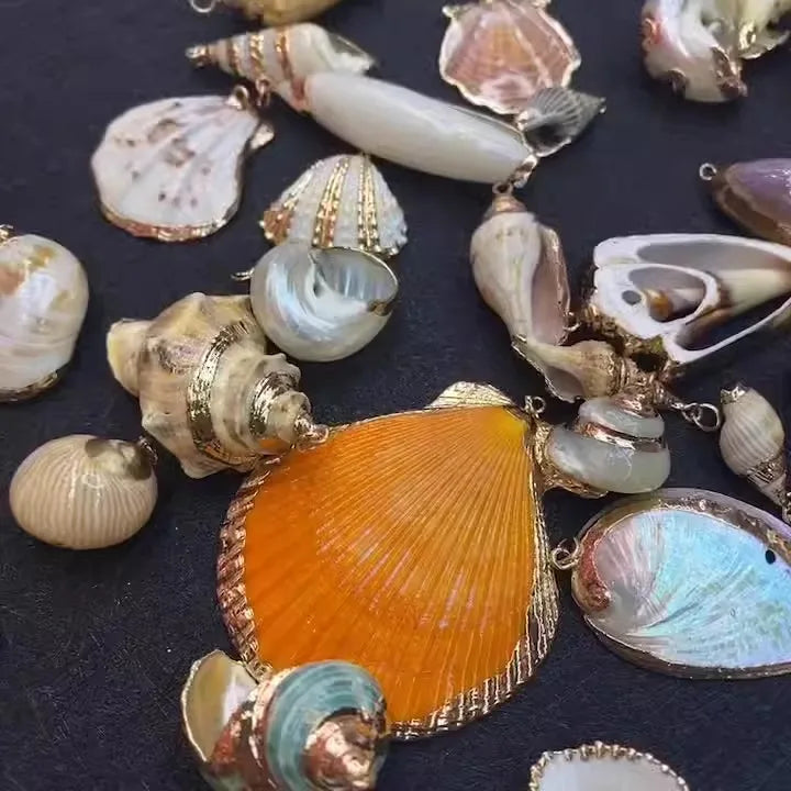 Wholesale New Different Styles Natural Sea Shell Earrings Pendant Jewelry Unique Natural Shell Gilded Conch Nautical Jewelry