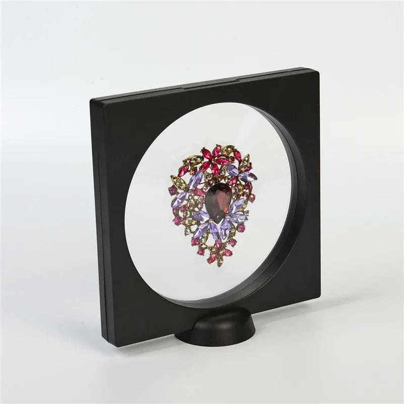 3D Square Round Jewelry Display Box 16*16cm for Making up Balance of Transparent Suspended Floating Factory Cu Jewelry Boxes