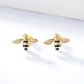 Zirconia Bee Enamel Stud Earrings 14k Gold Plated 925 Sterling Silver New Arrival Trendy Accessories Women's Zircon Eco-friend