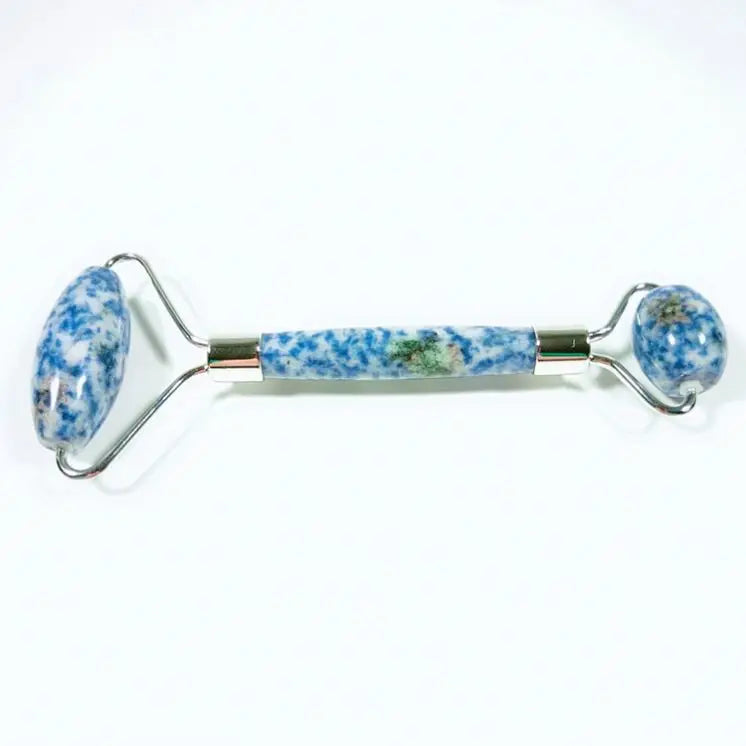 HY Private Label genuine natural nephrite facial Blue Spot Jasper face roller and gua sha massager set neck massager