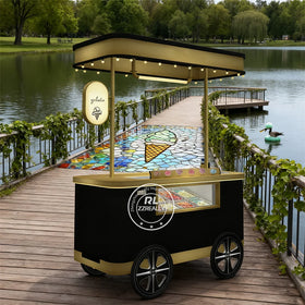 Lightweight Gelato Cart Fully Equipped Ice Cream Cart Durable Frozen Treat Cart