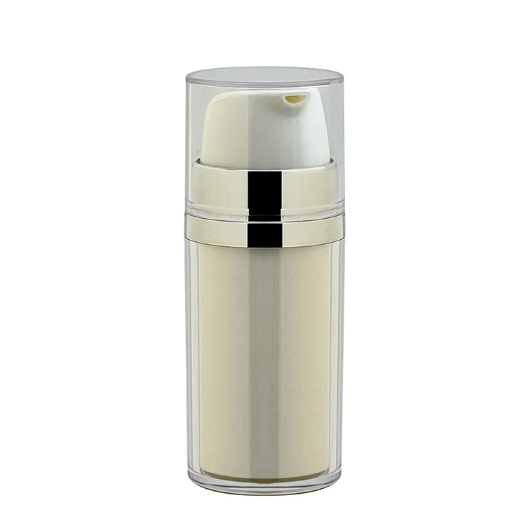 Luxury Custom Airless Lotion Pump Bottle Empty Silver Screen Printing Plastic Skincare Sets Packaging