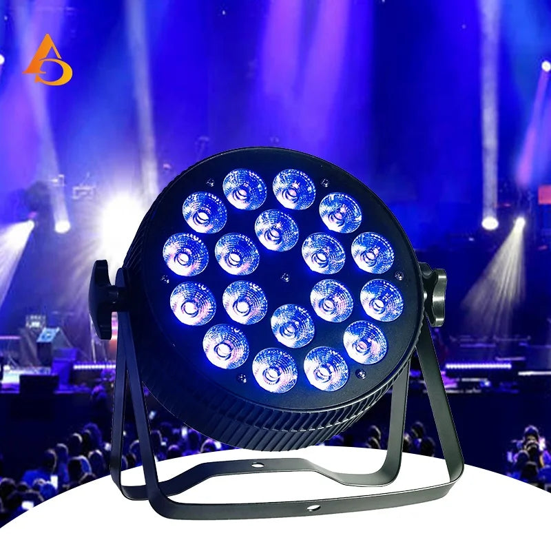 AICPOSE Remote Control Flat Par 18pcs 12W 15W 18W Led Light for Stage DJ Club Disco Lighting Event Show MegaBDM