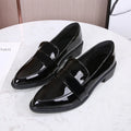 British Style Classic Vintage Pointed Toe Microfiber Plus Size Casual Slip Flat Business Loafers Women Summer Buckle Dress Shoes