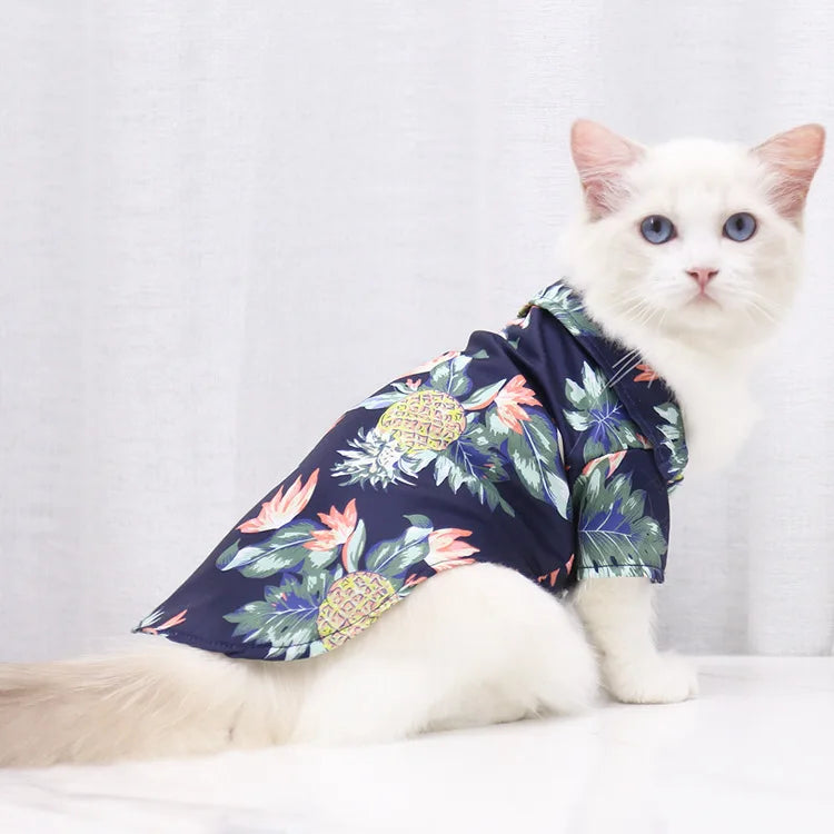 Fashion Fall Modern Polyester Floral Leisure Small Large Dog Pet Cat Shirt Clothes