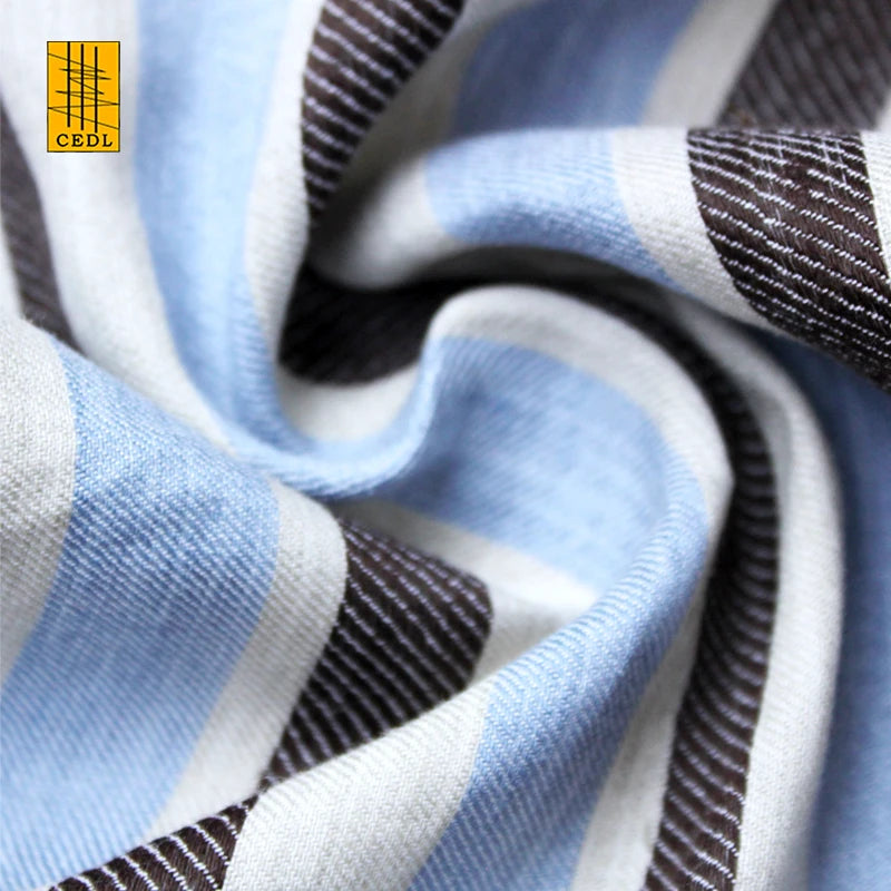 For Women Dresses Shirts Pants Woven Fabric Breathable YARN DYED TWILL Stripe Hot Selling Linen Cotton Blended Cotton T-shirts