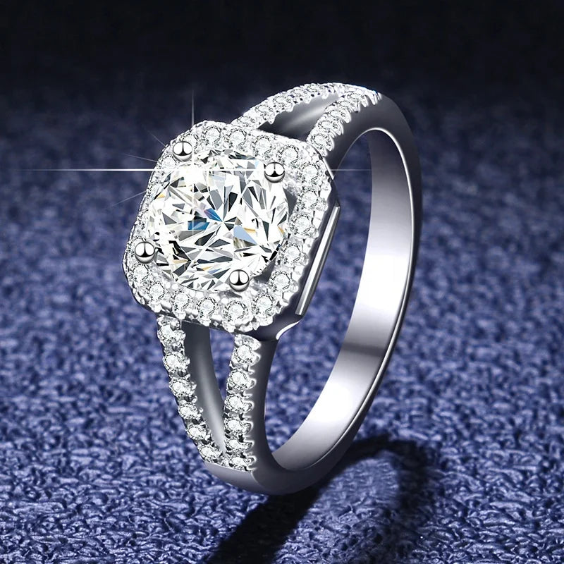 Factory Price Women Ring Real 925 Sterling Silver  Moissanite Diamond Rings