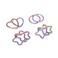 rainbow Color Star Flower Heart Round Shape Keyring Metal Keychain