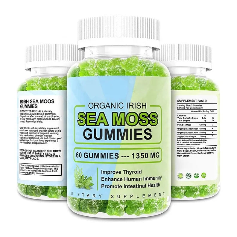 2022 New Immune Energy Vegan Strawberry And Sea Moss For Men Seamoss Gummies Elderberry