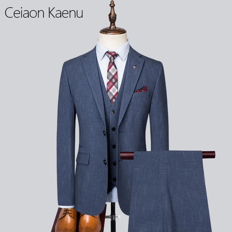 S6498F 2026 Drop Shipping New Business Blue Professional Clothing Leisure Marriage Wedding Custom Plus Size Men's Suits