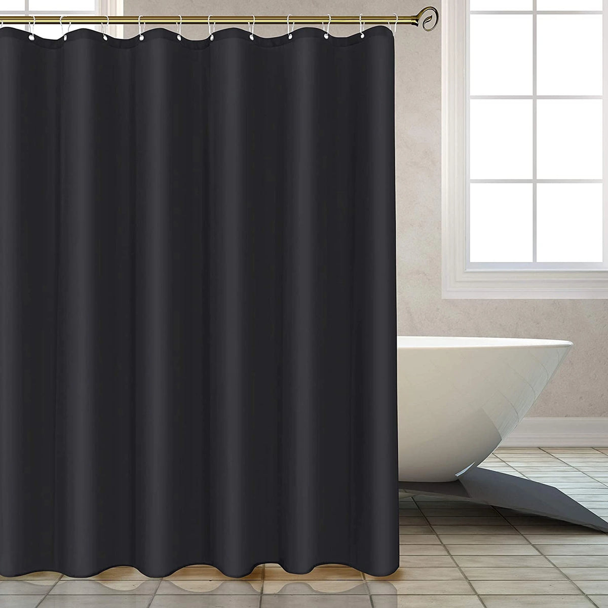 Factory Price 300x200cm Shower Curtain Liner Pure Black Large Wide Bathing Cover Polyester Waterproof Fabric Bathroom Curtain