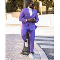 Fashion Bright Purple Men's Suit Double Breasted Slim Fit Wedding Groomsmen Banquet Party Casual Suit (Jacket + Pants)