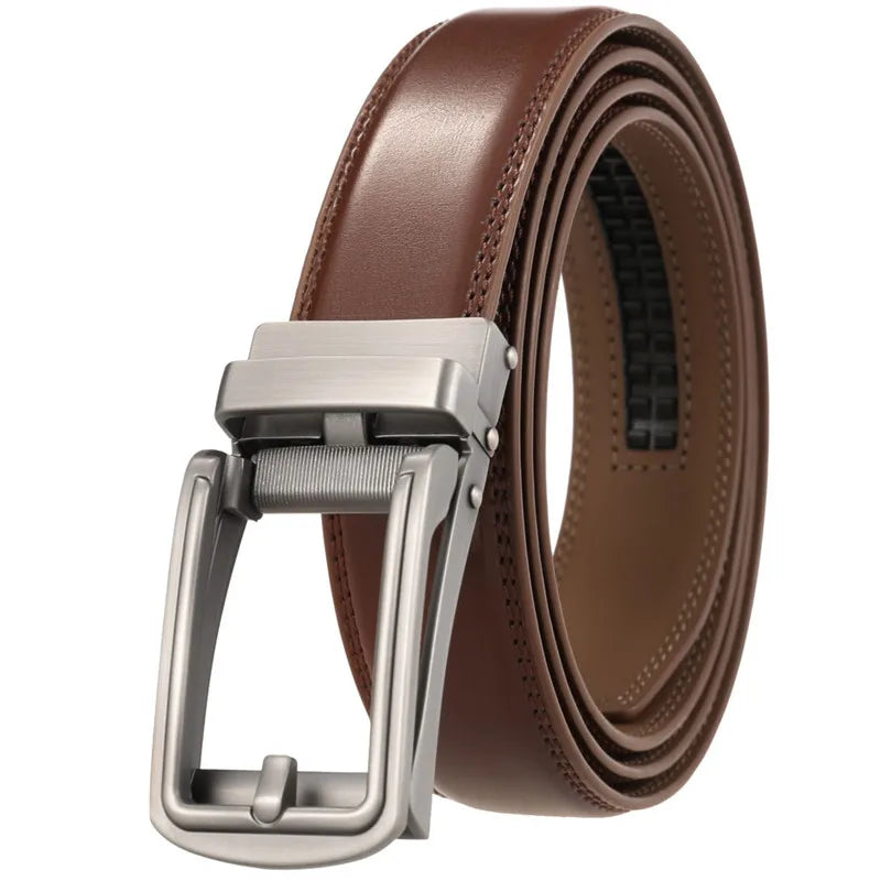 LQbelt New Man's Automatic Buckle Belt Genuine Leather Belts for Men Leather Belt Wholesale Factory Custom logo MegaBDM