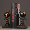 Vintage Home Decorative Man Bookshelf Bookends Art Unicorn Globe Tellurion Bookends Gold Fish Book Stand Set of 2 Book Ends