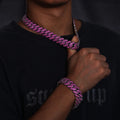 New Arrival Hip Hop Men 19mm Gold Plated Copper AAAAA CZ Ruby Diamond Iced Out Cuban Link Chain Necklace