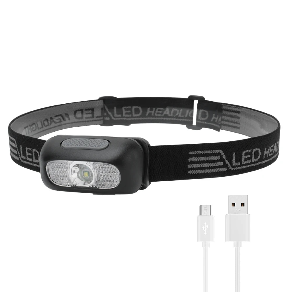 BORUiT OEM Spot MINI Sensor LED Headlamp USB Rechargeable Headlight for Running Biking Fishing Camping Hiking