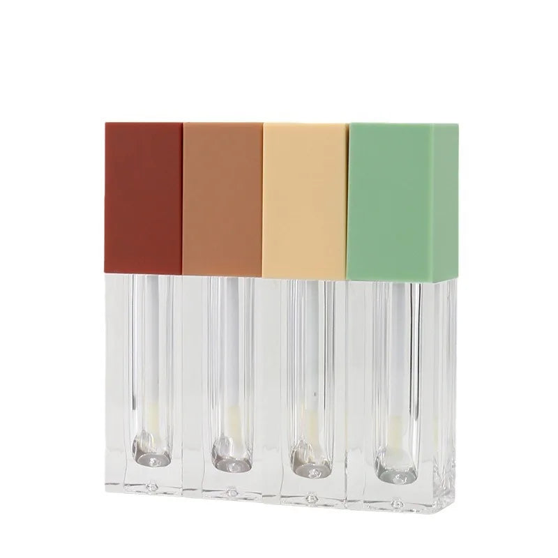 Manufacturer Cosmetic Packaging Material Frosted 3ml Lip Gloss Tube Square Lip Glaze Tube Transparent Blush Bottle Empty