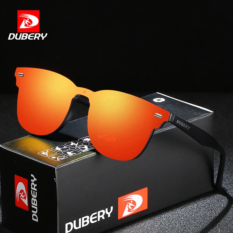 DUBERY 2025 Fashion Round Sports Sunglasses UV 400 Polarized Blue and Red Frames Wholesale Eyewear for Men and Women