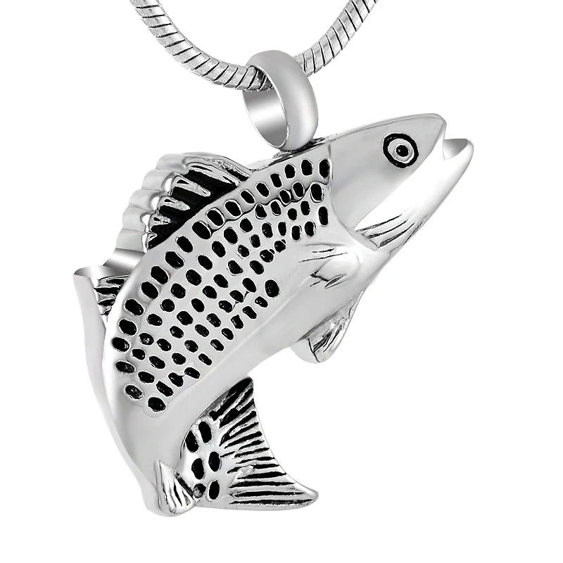 Fish Shape Stainless Steel Pendant Memorial Urn Necklace for Ashes Keepsake Holder Jewelry Cremation Holder Casket Pet Human Jar