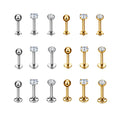 F136 Titanium 16G Labret Lip Piercing Studs Round Ball CZ Internal Thread Nose Stud Earrings Cartilage Ear Nose Pierc Jewelry