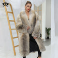 Janefur New Arrival Fashion Design Popular Women Real Fur Long Coat With Collar