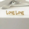 LOZRUNVE 925 Sterling Silver Pave Diamond Love Word Stud Earring Sweet