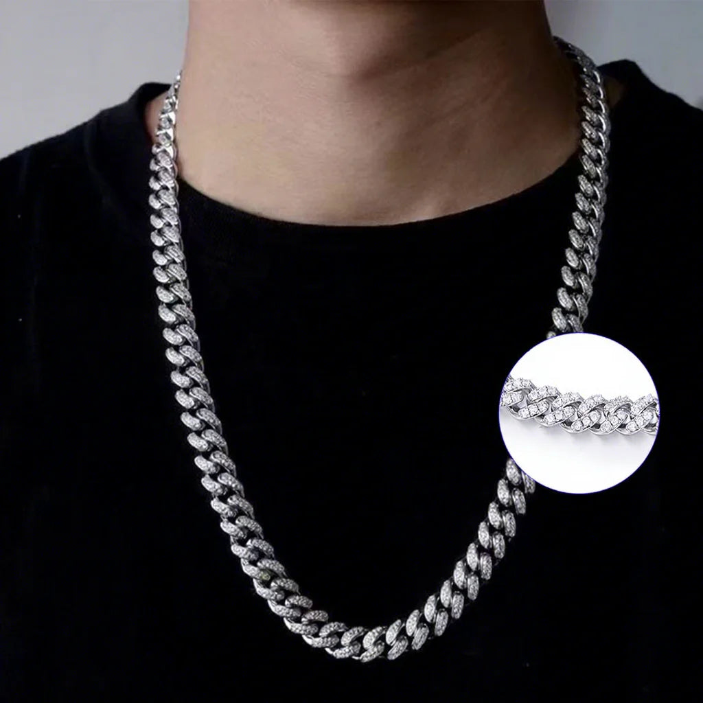 Rarity Custom 925 Solid Heavy Silver 6/8/10/12/14mm GRA Moissnaite Hiphop Rapper Necklace Cuban Link Chain 925 Sterling Silver