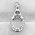 Sterling Silver 11*14mm Semi Mount Pendant Empty Frame Blank Support Setting S925 Base Holder Without Center Stone for DIY Inlay